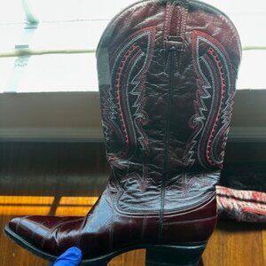 Mens Lucchese Classics Gavin Black Cherry Goatskin Cowboy Boots -Size 13